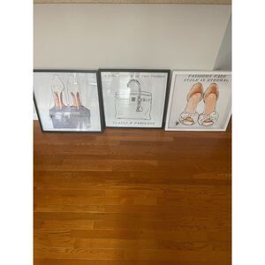 Oliver Gal Wall art 3 framed‎ pictures fashion stilettos kelly birkin shoes